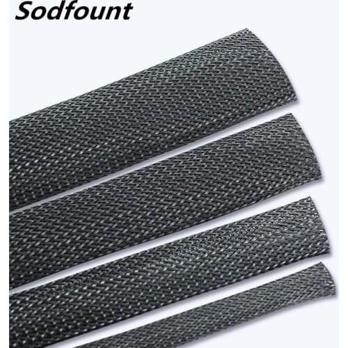 1/5/10/50/M Black Insulated Braid Sleeving 2/4/6/8/10/12/15/20/25mm Tight PET Wire Cable Gland Protection Cable Sleeve
