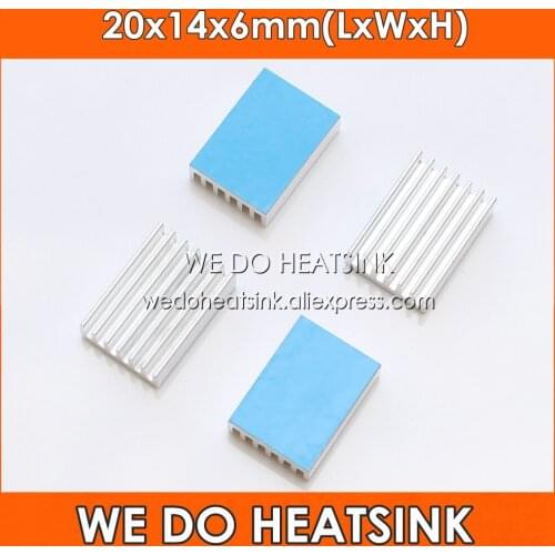 Wholesale 20x14x6mm Silver Aluminum Heatsink IC Chipset Heat Sink With Thermally Conductive Adhesive Transfer Tape Pads