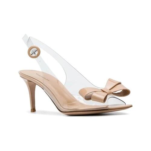 Women Fashion Summer Sandals Butterfly Ankle Strap Pointed Toe Sandals Transparent Tape High Heel Female Thin Heels Narrow Shoes