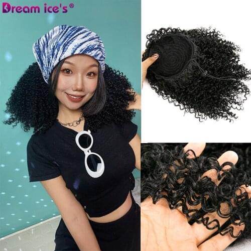 Afro Kinky Curly Ponytail African American Short Wrap Synthetic Drawstring Puff Pony Tail Clip in Hair Extensions