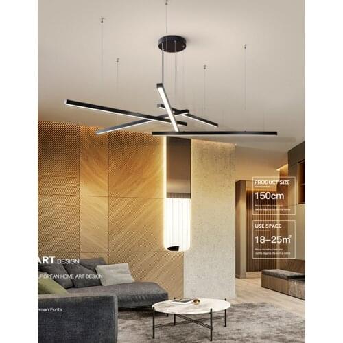 Modern And Simple Led Chandelier Creative Shopping Mall Model Room Atmosphere Living Room Dining Room Dimmable Black Office