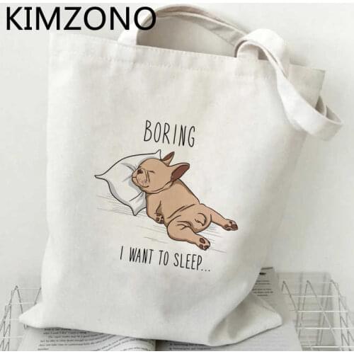 French Bulldog shopping bag tote reusable recycle bag canvas eco shopping bag sac cabas ecobag bolsas reutilizables sac tissu