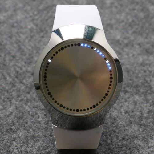 Touch Screen LED Analog Wrist Watch White Unisex Sports Casual Quartz Silicone Band Men Lady Gift for Lovers Couples Sweethearts
