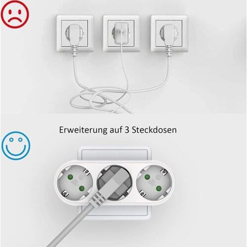 Triple Socket Power Socket Adapter Anti-Flame Heat-Resistant Socket Panel 16A EU Standard