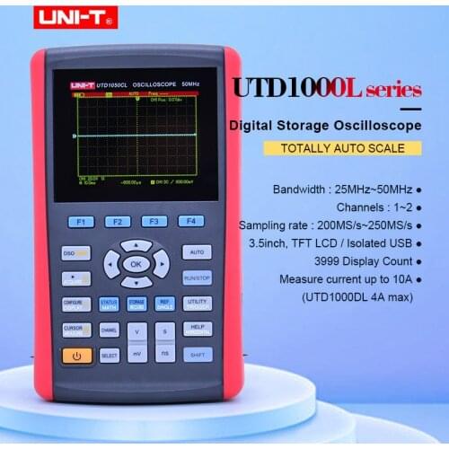 UNI-T UTD1025DL Handheld Digital Storage Oscilloscopes 3.5"LCD Digital display Fully Auto Scale Oscilloscopes With multimeter