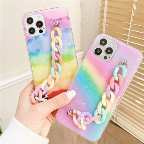 For OPPO A94 Case Rainbow Glitter Star Bracelet Phone Case Soft Cover for OPPO A74 A15 A59 A73 A79 A91 A92 A52 A72 A53 A32 A93