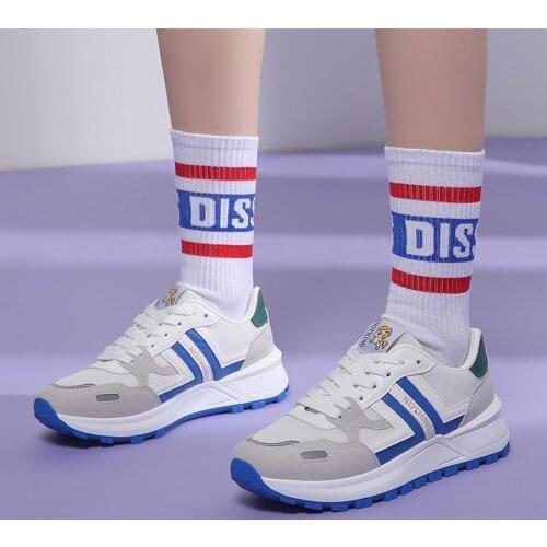 2021 Spring Fashion Platform Sneakers Women Comfortable Women Casual Shoes Lightweight Lace-up Breathable Mesh Shoes Woman Tenis