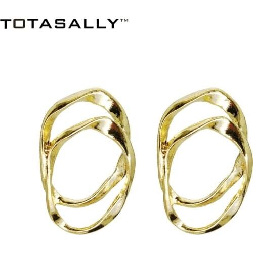 TOTASALLY Chic Earrings Woman Simplicity Iregular Double Oval Alloy Earrings Fashion Ladies Cocktail Jewelry accessories
