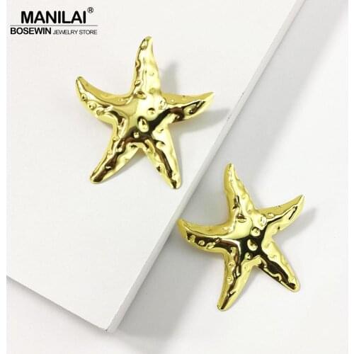 MANILAI Alloy Starfish Stud Earrings for Women Fashion Sea Star Statement Earrings Brincos Hot sale Jewelry Accessories