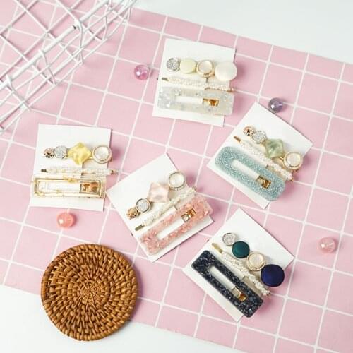 MISANANRYNE 3PCS/Set Fashion Pearls Acetate Hair Clips For Women Girls Headband Sweet Hairpins Barrettes Hair Accessories Set