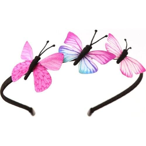 1pcs Kids Girls Hair Band Butterfly Headband Children Party BB Hair Accessories Colorful Handmade Fairy Princess Hairbands 2019