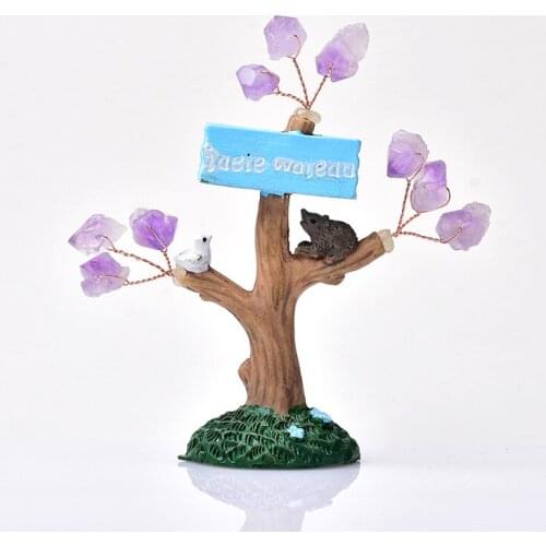 1PC Natural Amethyst Tree Home Decoration Crystal Mineral Ornaments Resin Tree of Life Lucky tree Healing Mini Animal Decorate