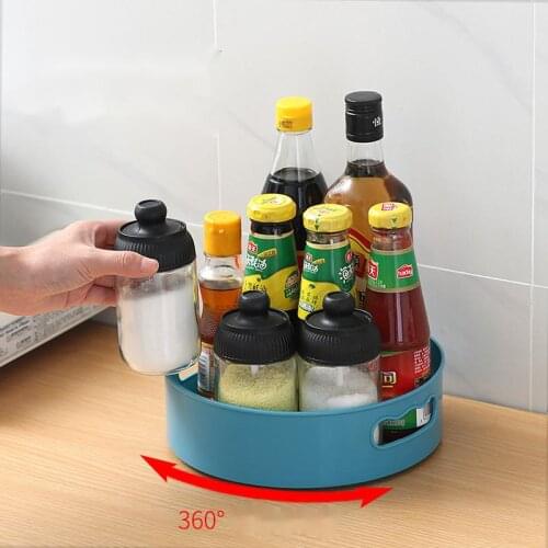 360 degree rotating tray kitchen storage container seasoning jar food bathroom storage box non-slip jewelry cosmetic storagebox