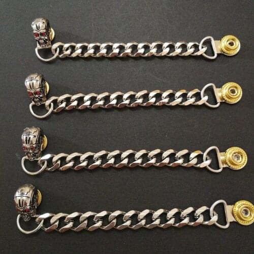 4pcs/set stainless steel Motorcycle Vest Extenders Chainmails for Motorcycle Vest jacket biker buttons Skull Rider buckles hooks