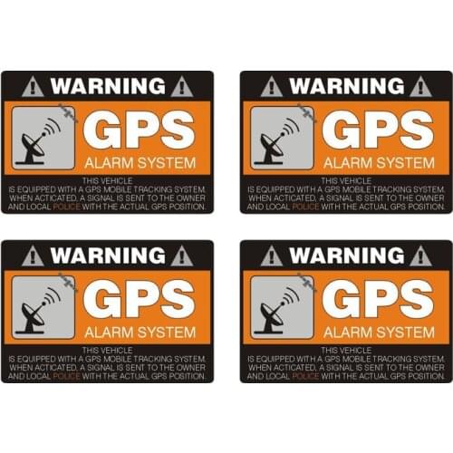4 X Warning Car Sticker GPS Alarm System Decal Creative Decals Waterproof Sunscreen Stickers for Auto Motorcycles PVC,8cm*5cm