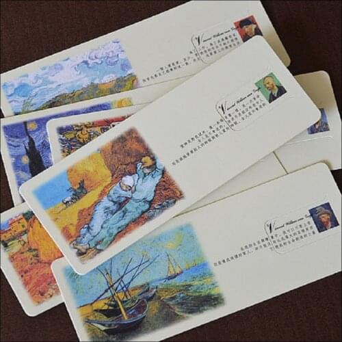 6Pcs/Set Van Gogh Paintings Paper Bookmarks Ancient Style Book Holder Message Card Gift Stationery