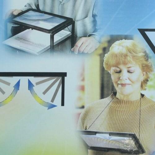 A4 Full Page Giant 3X Foldable Magnifying Glass Hands-Free Desk for Reading Needlework Knitting with 4 LED Lights