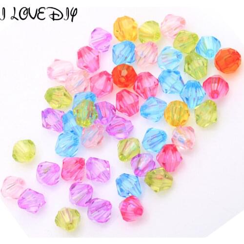 500pcs 6mm Candy Colors Acrylic Bicone Shaped Faced Crystal Spacer Beads Water Drop Loose Czech Beads For Jewelry Diy Making
