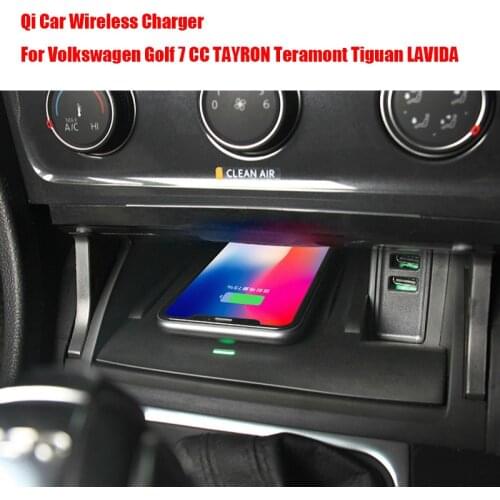Qi Car Wireless Charger Applicable To Volkswagen Golf7 Cc Tayron Teramont Tiguan Lavida Adapter Fast Charging Panel Phone Holder