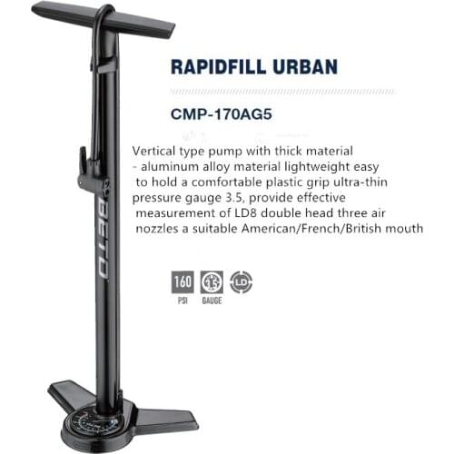BETO CMP-170AG5 160PSI bike vertical pump Aluminum alloy Barometer LD8 double-end Valve For SCHRADER/PRESTA/British Valve