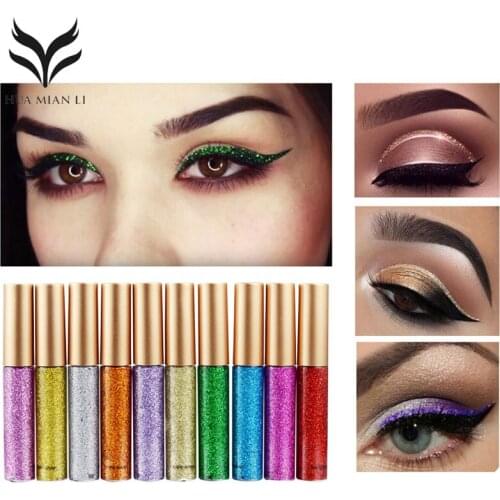 Glitter Liquid Eyeliner Portable Shining Makeup Liquid Eye Liner Pencil Long-lasting Quick Dry Beauty Cosmetic Shiny Eyeliner