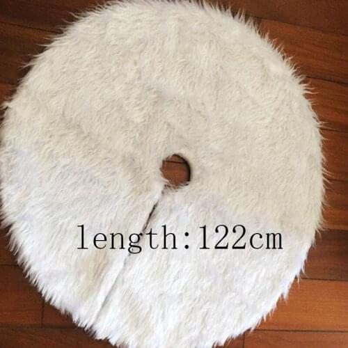 Large Size 122cm Merry Christmas Tree Skirt Pure White Home Decoration Long Fur Plush Xmas Carpet Rug Aprons Natal 2020 Navidad