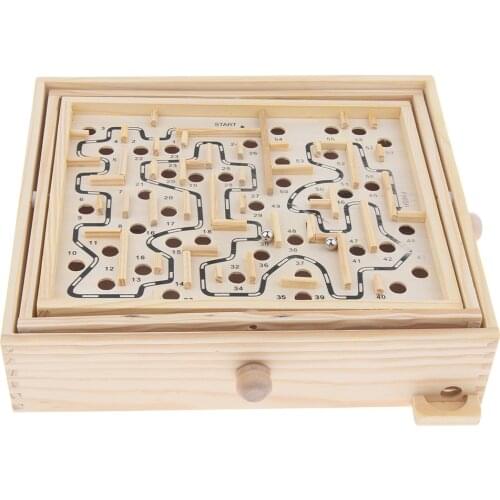 Wood Labyrinth Puzzle Balance Board Bead Maze Game Educational Toy