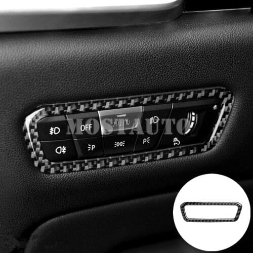 For BMW X5 G05 Carbon Fiber Inner Headlight Switch Button Frame Trim Cover 2020-2021 Black/Red Car Accessories Interior Car Trim