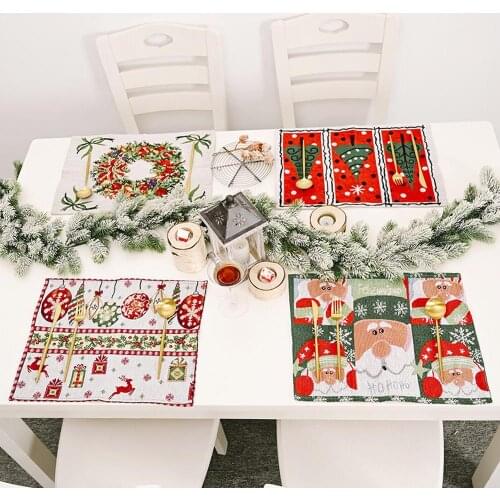Household Creative Christmas Santa Knitted Fabric Table Placemat Tablecloth Christmas Decorations Table Flag Hot New Year