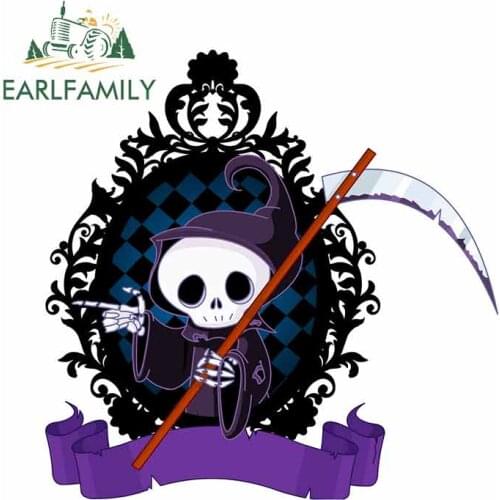 EARLFAMILY 13cm x 13cm Cartoon Death Scythe Rear Windshield Car Stickers Creative Anime Waterproof Car Decal Graphics