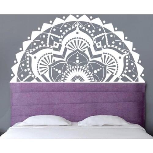 Mandala wall decal half mandala bohemian yoga studio decor Vinyl Wall decals for bedroom heeadboard decor Home wall Decor Z804