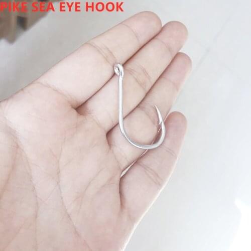 Pike Sea Eye Hook 1/0 2/0 3/0 4/0 Light Casting DIY Assist Hook Slow Pitch Jigging Offshore Fishingk Saltwater Game Jig Fishing