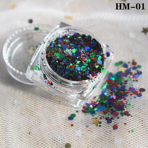 Kxy Mixed Hexagon Shape Chunky Nail Glitter Sequins Sparkly Flakes Slices Manicure Body/Eye/Face Glitter