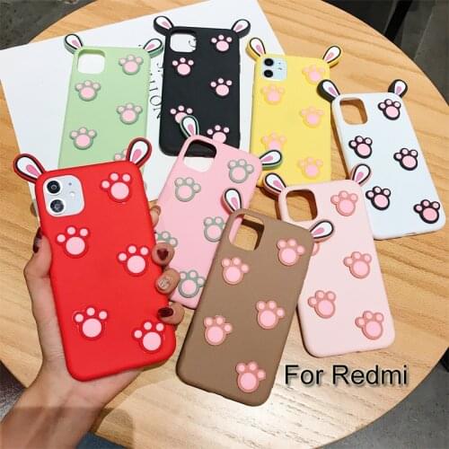 Soft Matte Silicone Cute Ears Phone Case For Xiaomi Redmi Note 7 Pro 6 5 Pro Plus 5A Prime 4 4X Candy Color 3D Cat Claw Case