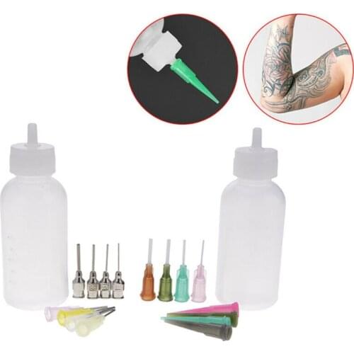 Henna Temporary Tattoo Kit 2 Pcs Empty Applicator Bottles With 16 Tips Needles