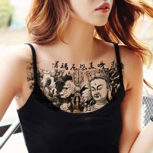 Tattoo stickers body art water tattoo black large sexy tattoo breast chest tattoo removable waterproof women decal summer style