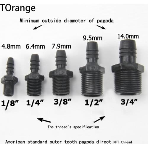 NPT External thread pagoda direct American standard plastic outer tooth hose connector direct American outer thread hose nozzle