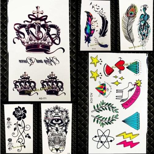 1PC Sexy Women Body Neck Art Water Transfer Fake Tattoo Queen Crown Letter Jewelry Design Temporary Tattoo Decals Sticker GAQ171