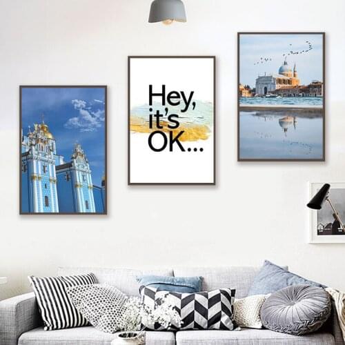 Islamic Architecture Poster Alhambra Hassan Mosque blue sky Canvas Print and poster Scenery wall Art for Living Room Decor 3-72