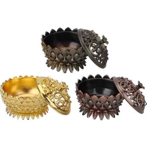 Zinc-copper Alloy Incense Holder Incense Burner Mini Lotus Shape Sandalwood Censer for Home Office Teahouse Use Home Decor