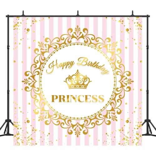 Custom Birthday Party Banner Backgrounds Girl Princess Newborn Kid Photography Backdrops