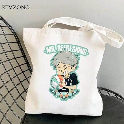 Haikyuu shopping bag tote bolso recycle bag shopper grocery shopping bag tote reusable ecobag sac cabas grab