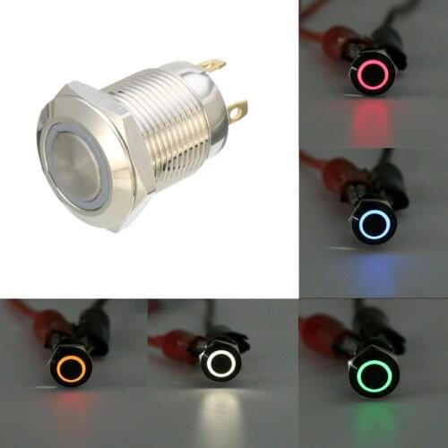 LED Button Switch 12V 4 Pin 12 mm Waterproof Led Light Metal Auto Car Push Button Momentary Metal Tact Switches Dropshipping New
