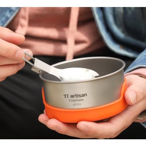 Tiartisan Camping Dinnerware Rice Bowls Adult Single Layer Titanium Chinese Bowls Soup Bowl Outdoor Camping Picnic Tableware