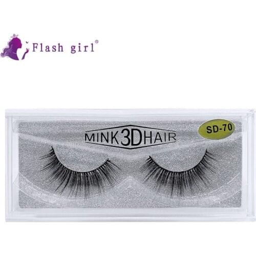 Flash Girl 1Pair Handmade 3D 100% Mink Eyelashes Makeup Individual Eyelash Make Your Own Eyelash Box