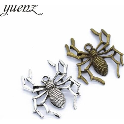 YuenZ 4pcs 2 color Antique bronze spider Charm fit for Bracelets Necklace Pendant DIY Metal Jewelry 35*30.5mm D268