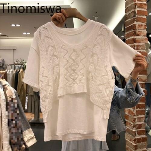 Tinomiswa Tshirts Women Korean Fashion O-Neck Short Sleeve T-Shirts Spring 201 New Loose Casual Office Lady Tees Tops A2405