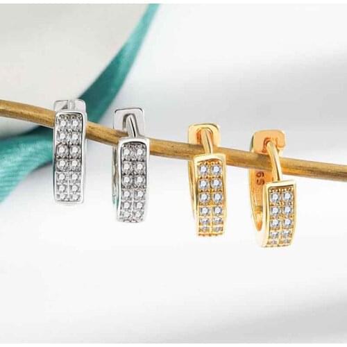 KOFSAC 2021 New Hot Sale 925 Sterling Silver Small Circle Earring Women Jewelry Gift Two Row Crystal Earring Party Accessories