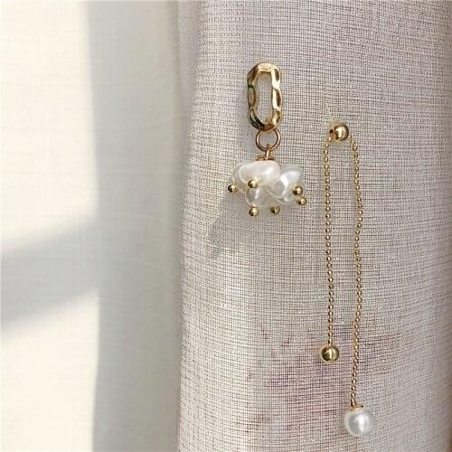 Tassel Earrings Female Long Face Thin Earring Stud Earrings Geometry Personality Asymmetric Pearl Joker Fashion Women Water Drop