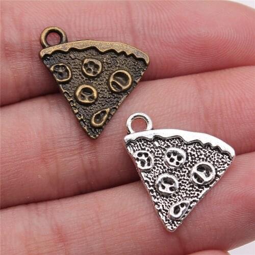 10pcs 21x16mm Pendant Biscuits Pizza Charm Pendants For Jewelry Making Antique Silver Color Cake Pendants
